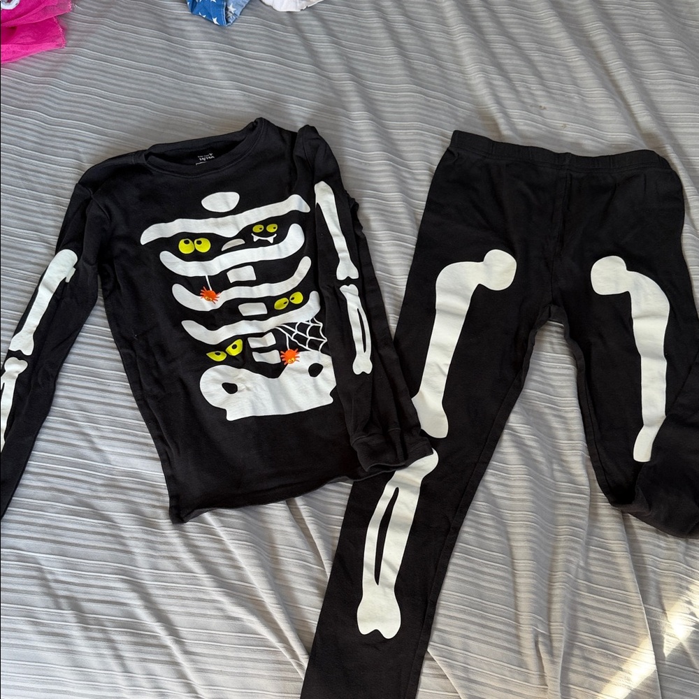 Carter's Black Pajama Set with White Skeleton Design
